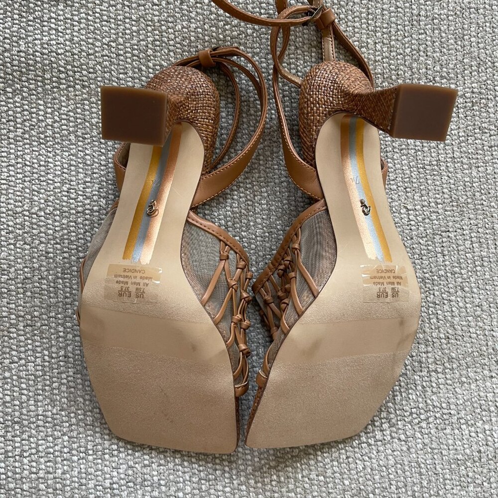 Sam Edelman Woven Heeled Candice Sandals in Light Cuoio Brown - Size 7.5 - Picture 9 of 9